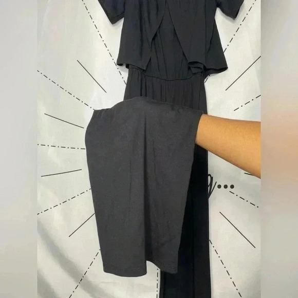 NWT Gibson Black Off Shoulder Slit Back Wide-leg Jumpsuit - Picture 7 of 10